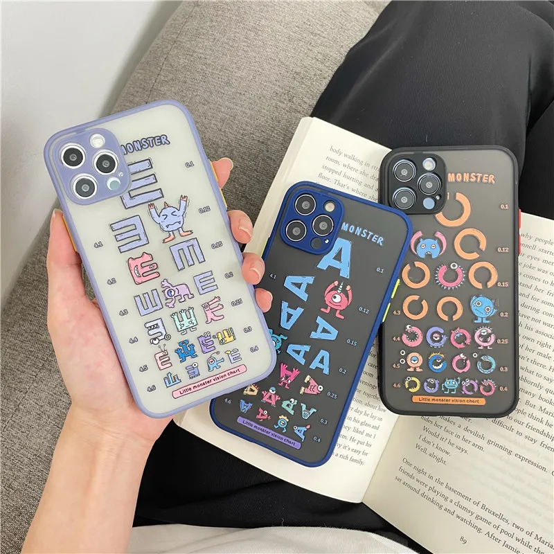 

Transparent Little Monster Visual Chart Eyesight Test Cute phone case for iPhone 12 11 Pro Max Mini X XR 78p back cover