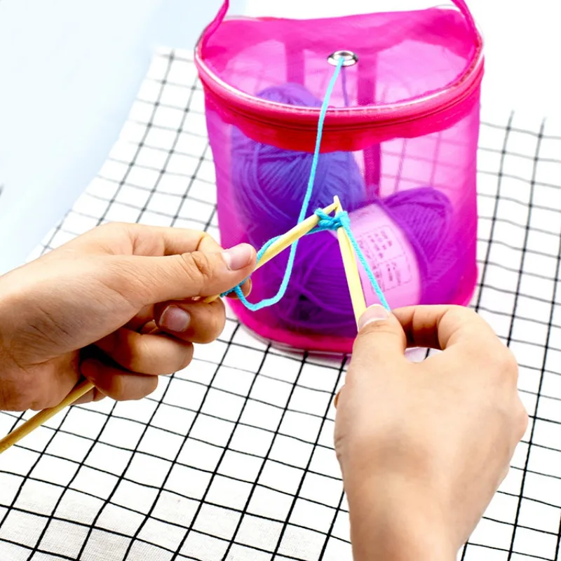 Сумка для хранения вязальной пряжи Сетчатая вязания крючком органайзер сделай