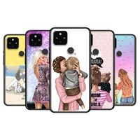mom dad baby family soft tpu silicone black cover for google pixel 5 4a 5g 4 xl phone case