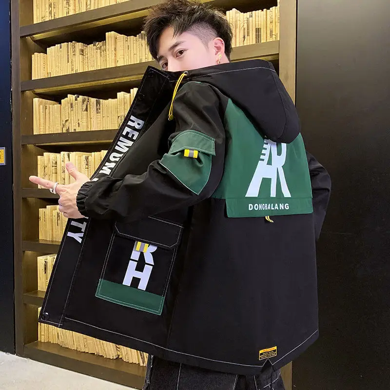 

Spring and Autumn Jacket Men's Korean-Style Student Leisure Cargo Sports Loose All-Matching Men's High-End Trench Coat