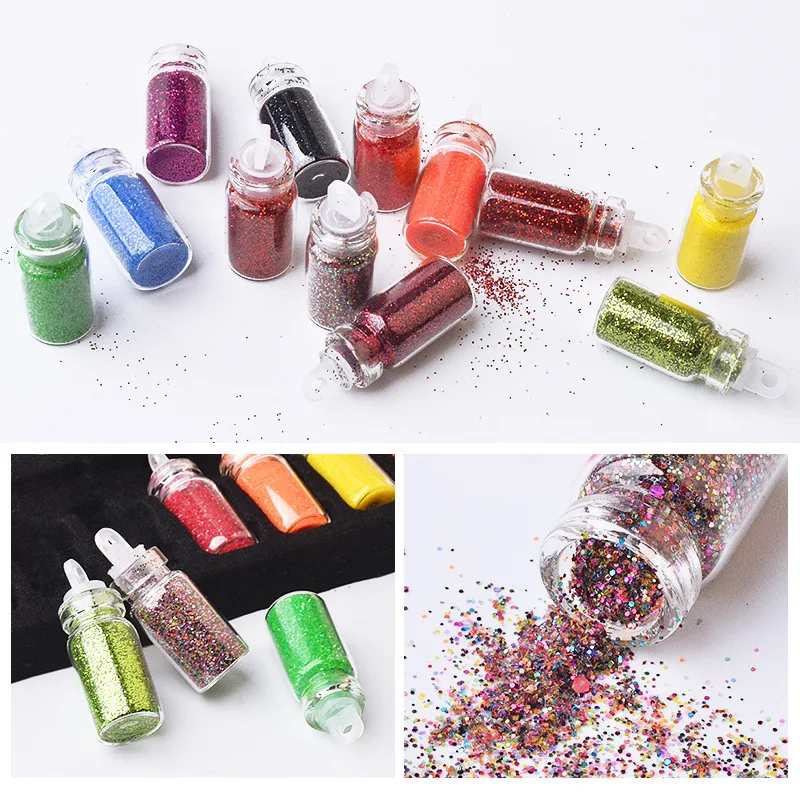 

48 Bottles/Set Nail Art Sequins Glitter Powder Manicure Decoral Tips Polish Nail Stickers Mixed Design Case Set Nail Art Decor