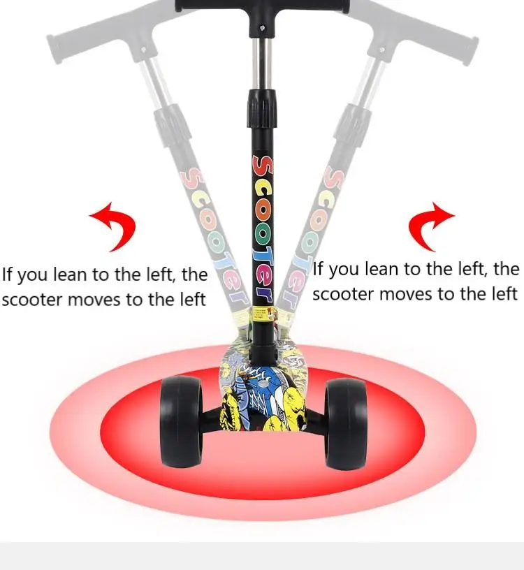 Детский трехколесный скутер со складными ножками скутеры светодиодсветодиодный