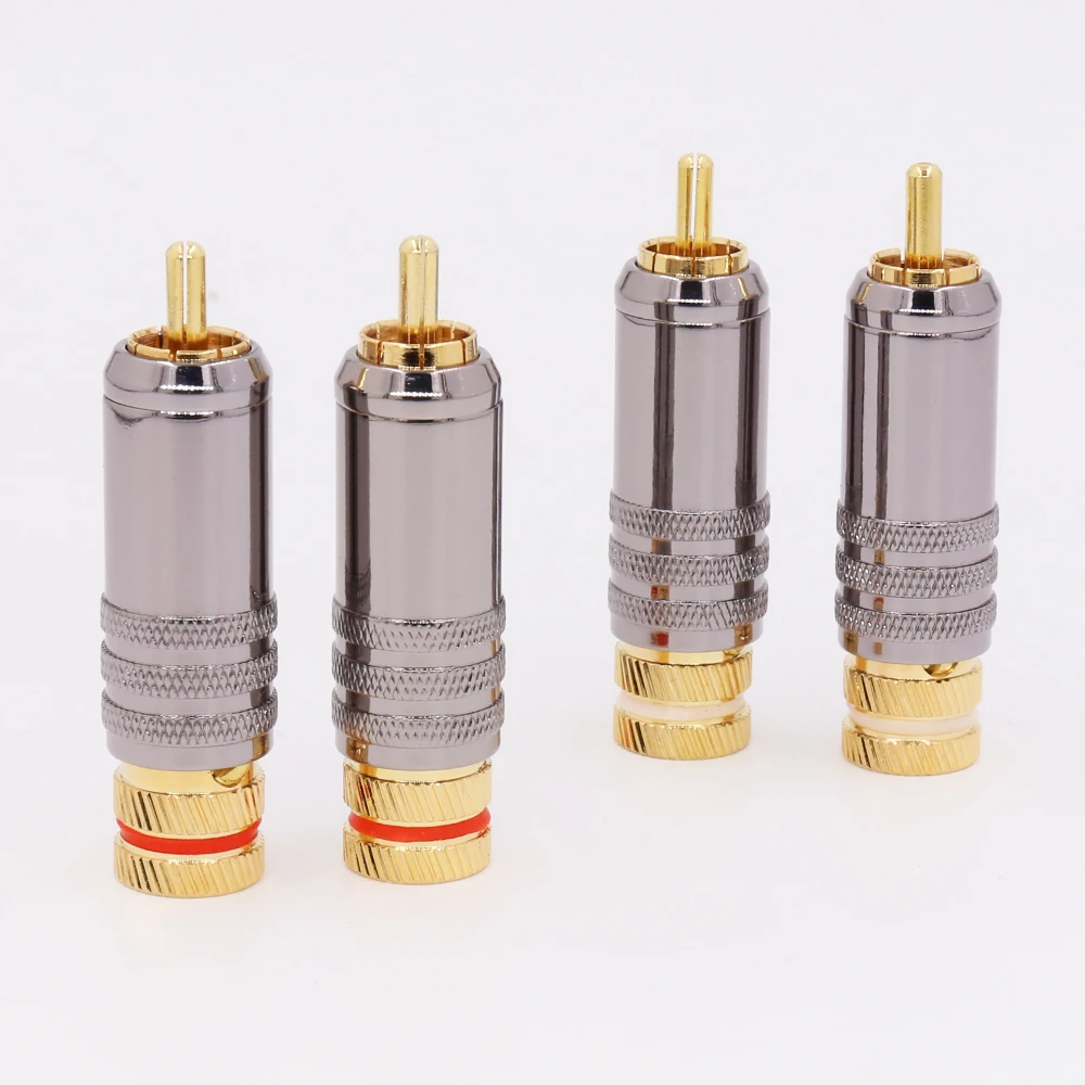 

8pieces 24k Gold Plated RCA Plug Gold Male Connector HIFI rca plug solder Audio rca plug wbt stype