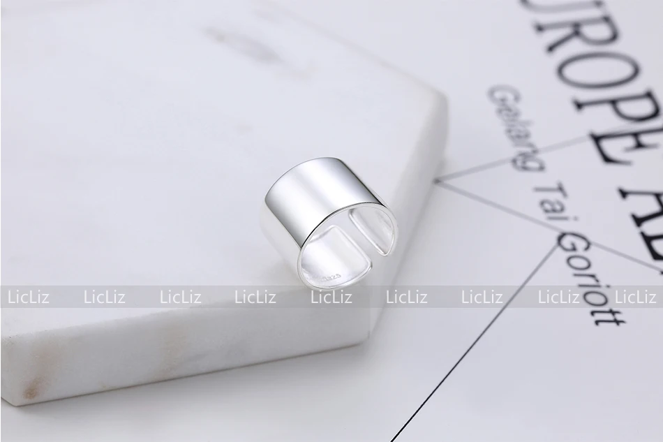 LicLiz, 925 пробы, серебряные, открытые, регулируемые, каффы, кольца для женщин, Круглый Круг, кольцо, ювелирное изделие, Anillos Plata 925 Para Mujer LR0323