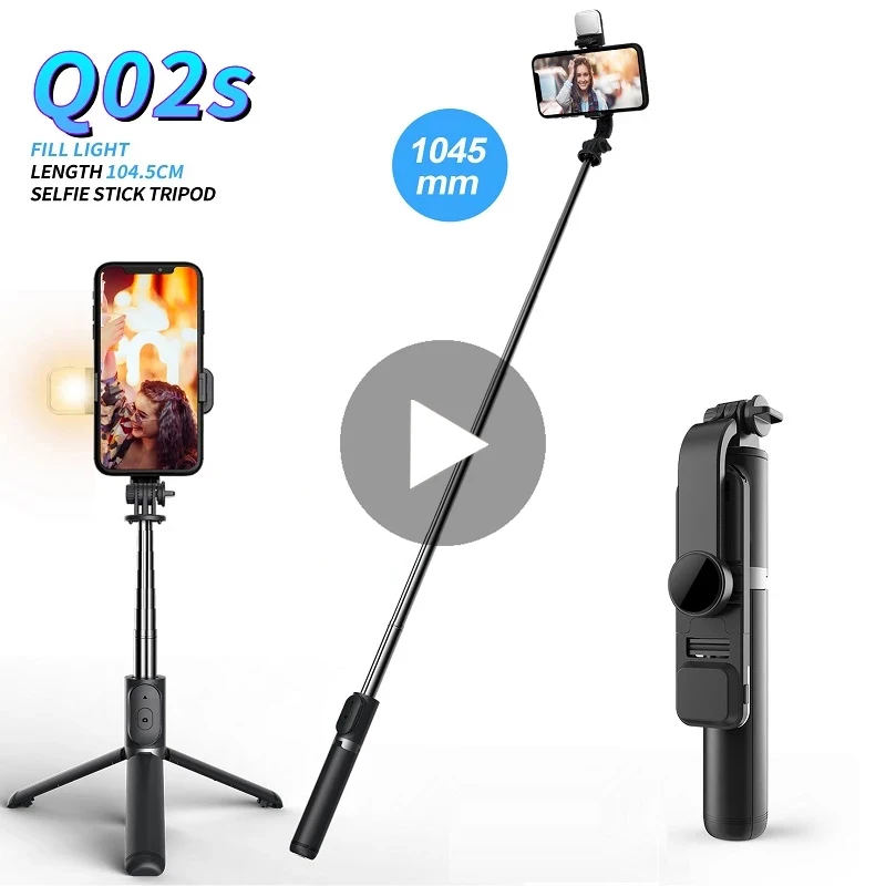 Selfie Stick With Tripod For iPhone Android Mobile Phone Stand Holder Pole Smartphone Bluetooth Monopod LED Light Rod Telescopic