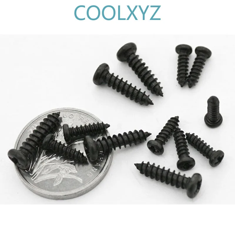 Винты нарезающие черные с крестообразной головкой маленькие электронные винты