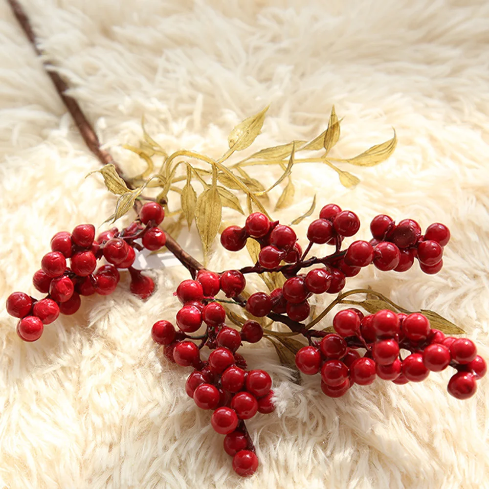 Искусственные фрукты стеклянные гладкие красные вишневые цветы искусственные