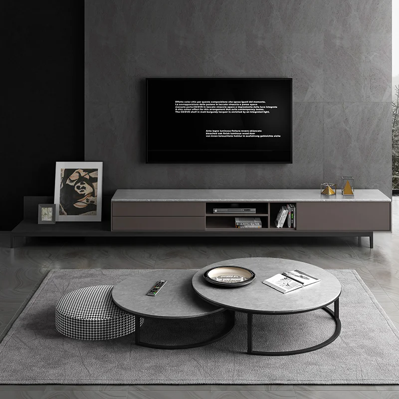 

Минималистичная каменная тарелка zq, кофейный столик, современный минималистичный скандинавский шкаф для гостиной, выдвижной напольный шка...