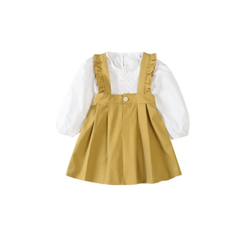

Jargazol Toddler Girl Outfits Long Sleeve Blouse Pullover&Strapless Skirt Fall Kids Clothes Cute Korean Girls Clothing Set