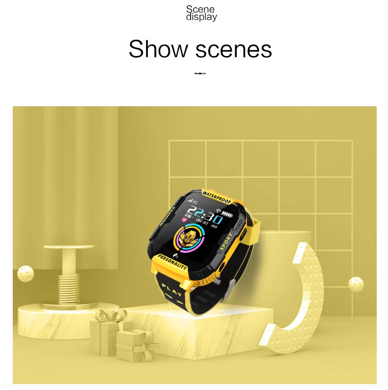 New Stylish blue smart watch for children kids Support 4Gsim card Link WIFI to make a video call GPS Tracker SOS Kid watch