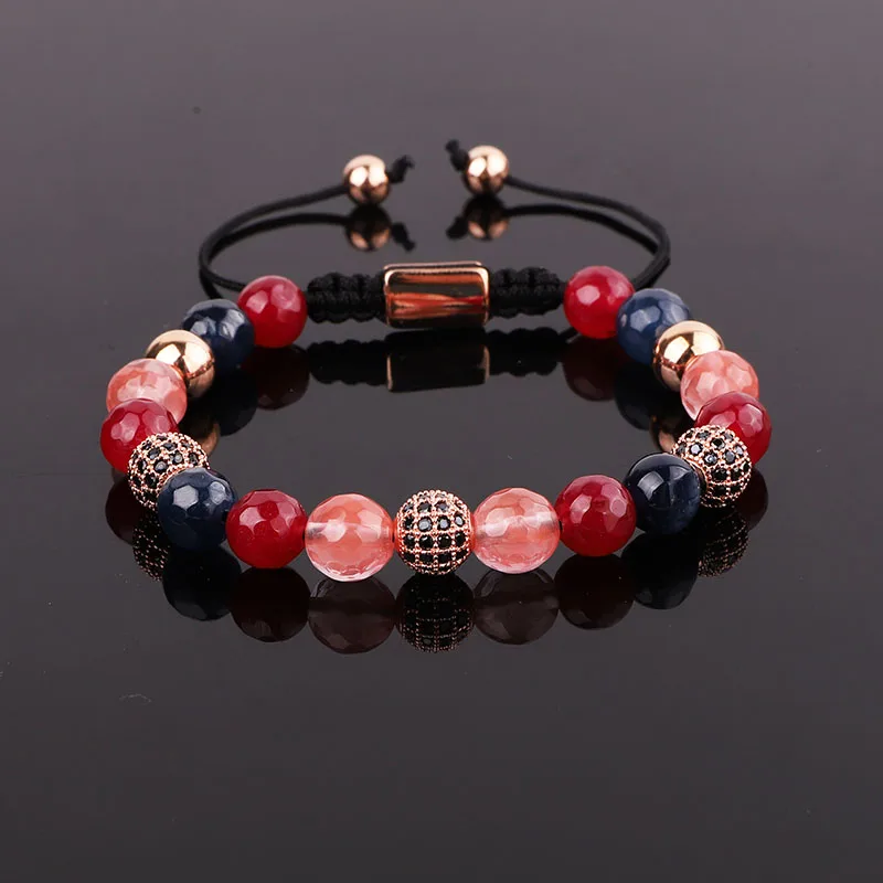 

Jaravvi New Design 8mm Natural Stone Jade Beads Braided Friendship Adjustable Bracelet For Women