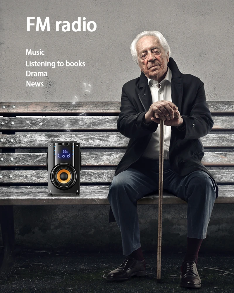 

Portable Portable Bluetooth Speaker Outdoor LED Display 3D Surround Stereo Subwoofer Player Radio Alarm Clock TF FM AUX Card