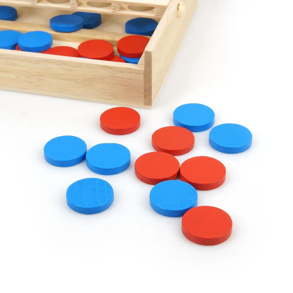 

Four in A Row Wooden Game Line 4 Classic Family Board Game for Kids and Family Fun Toys