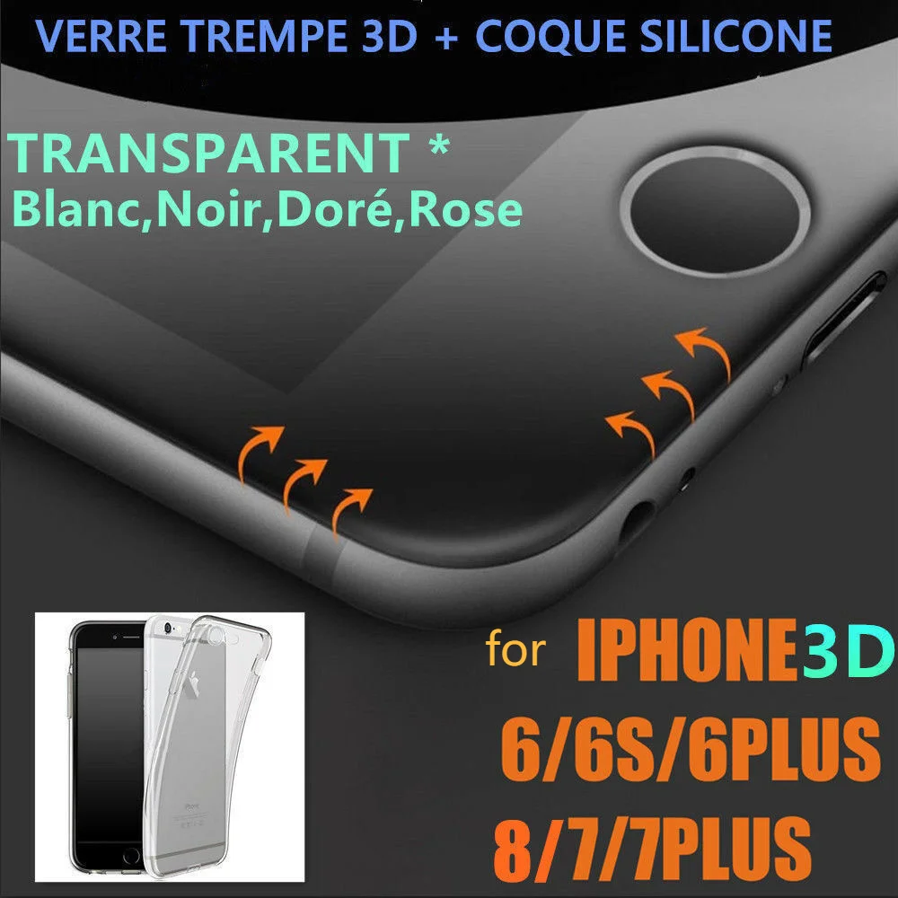 

For iPhone 6 screen protector glass 8/7/6S/6/Plus + VITRE VERRE TREMPE 3D Film Protection Ecran COQUE TPU At a loss