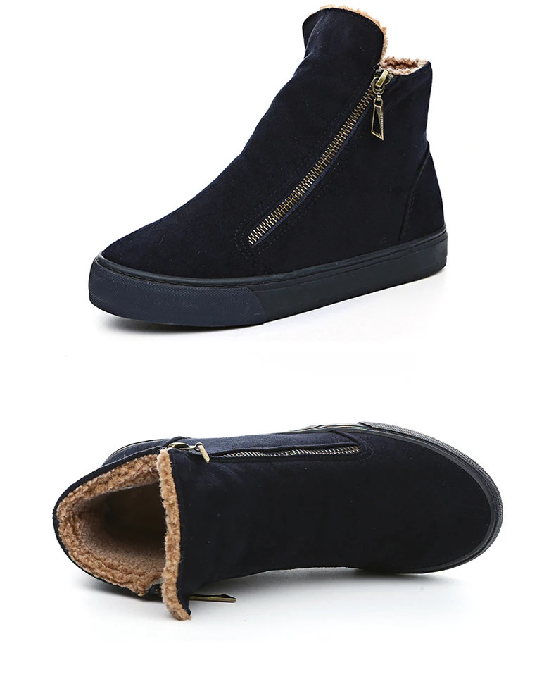 Новые модные женские ботинки на плоской подошве молнии с нескользящей