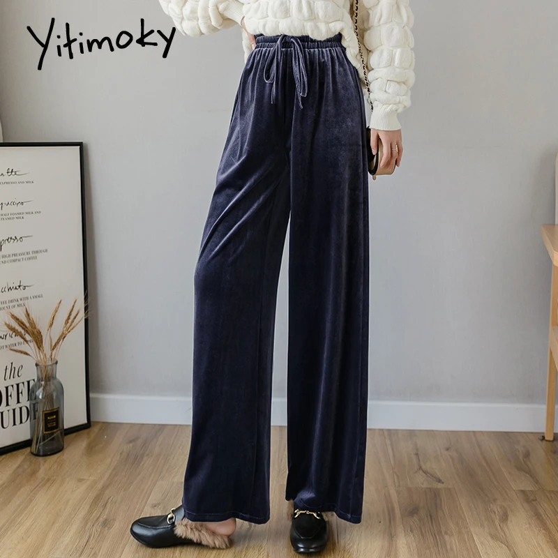 Yitimoky женские штаны новые корейские велюровые широкие брюки для женщин