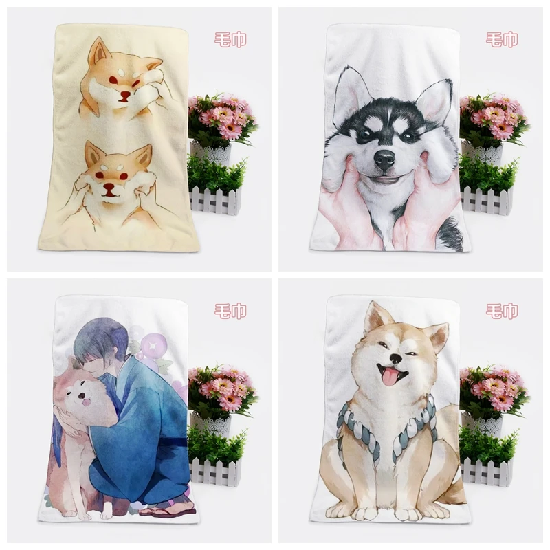 1 шт. модный персонализированный носовой платок Smile Dog с рисунком аниме мягкое