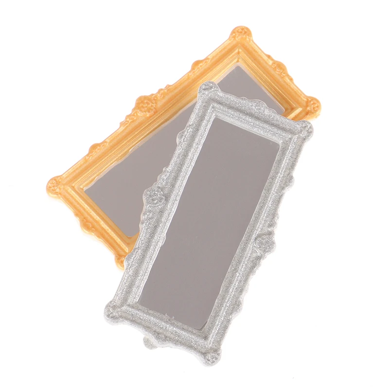 

1PCS 1/12 Scale Metal Practical Bathroom House Miniature Vintage Glod Sliver Rose Gold Vanity Mini Mirror Dolls Furniture Toy