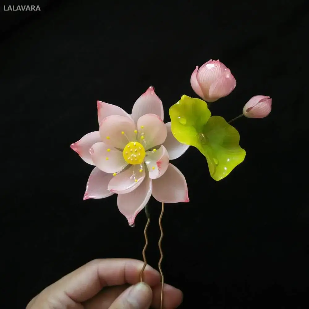 LALAVARA китайский канзаши старинные шпильки лотоса для женская летняя обувь