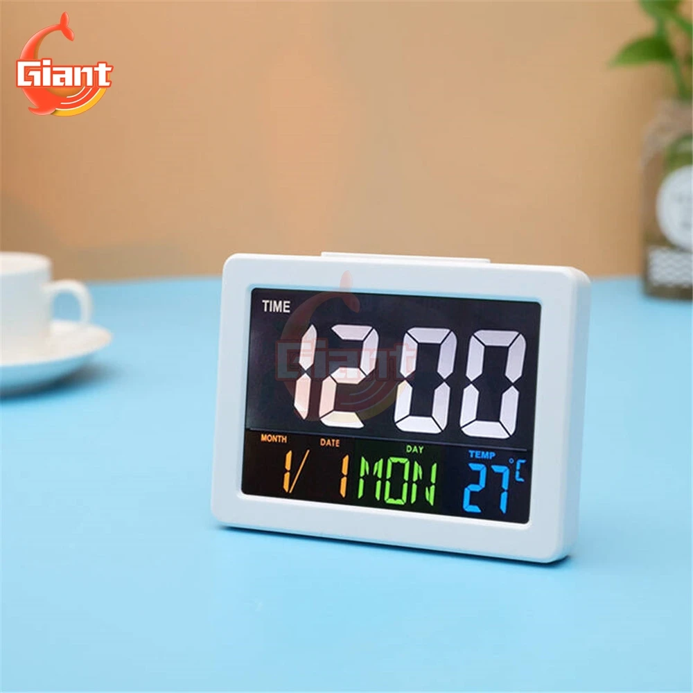 Цветные Большие ЖК экраны электронные часы с температурным будильником
