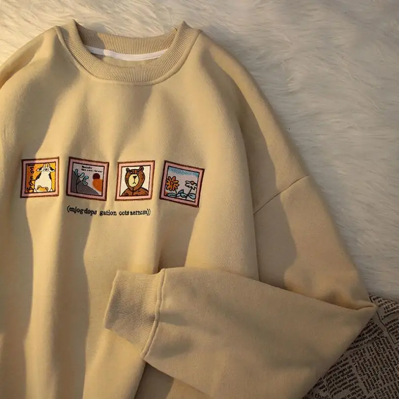 

2021 Autumn Woman's Hoodies Oversize Female Loose Bear Cotton Women Sweatshirts Couple Fashion Plus Size Harajuku w771