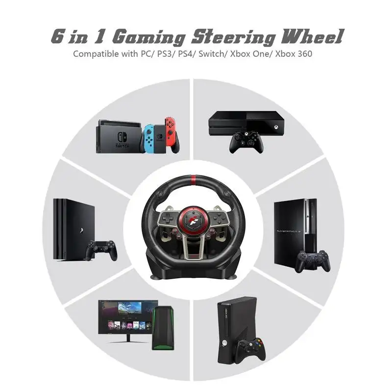 Volante pc Gamepad Controller Gaming Steering Wheel 900° Racing Video Game Vibration For PC/PS3/PS4/Xbox-One/Xbox 360/N-Switc |