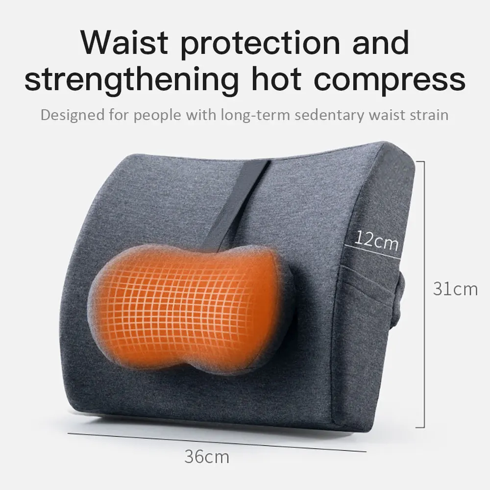 

New waist cushion with heating function for office chair Memory foam backrest pillow for car office seats Lumbar support pillow