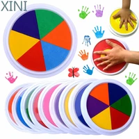 xini funny 6 colors ink pad stamp diy finger painting craft cardmaking large round kids education drawing toys interactive