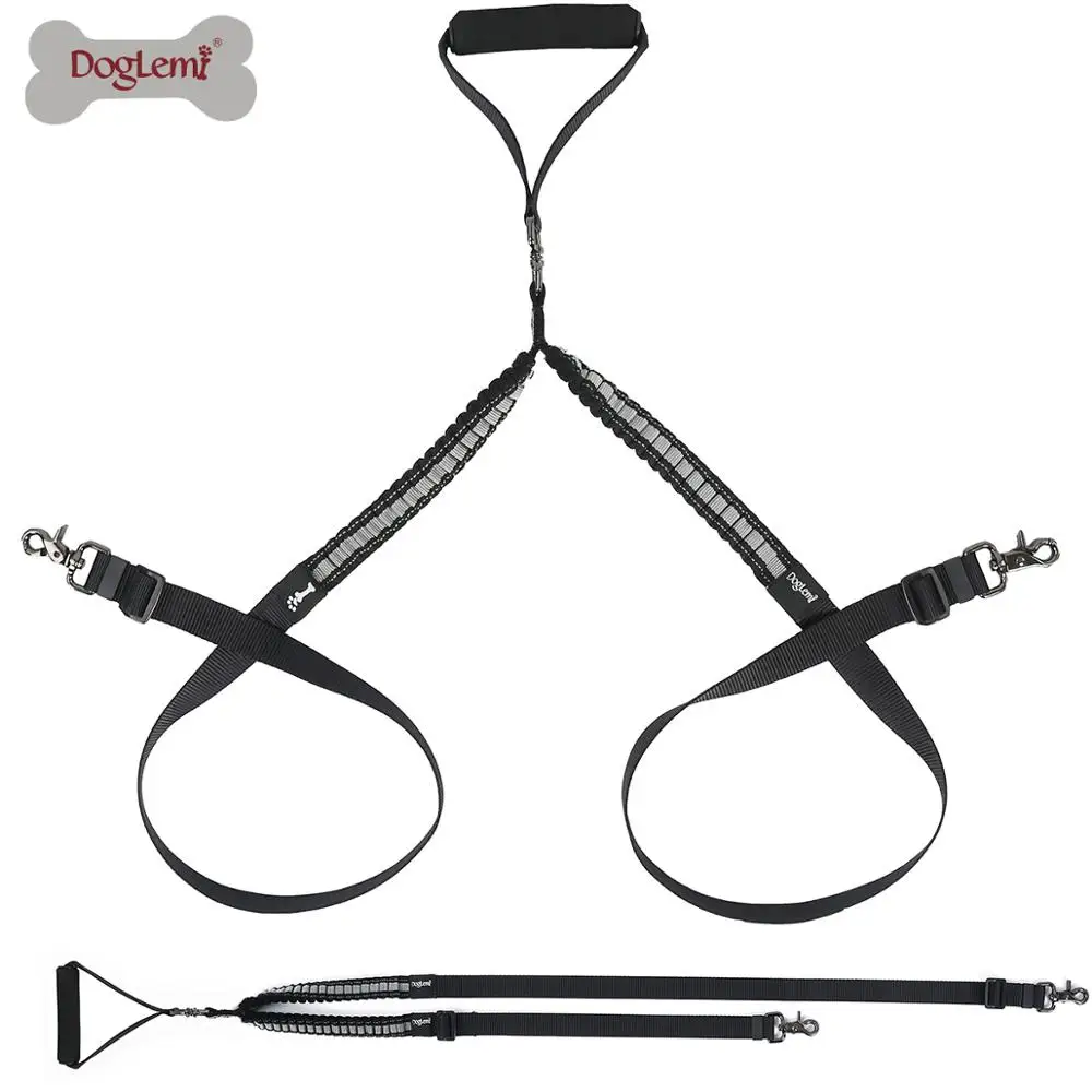 

Регулируемый двойной поводок для собак, мягкая ручка, не спутывается, двойной разветвитель, для прогулок с 2 собаками