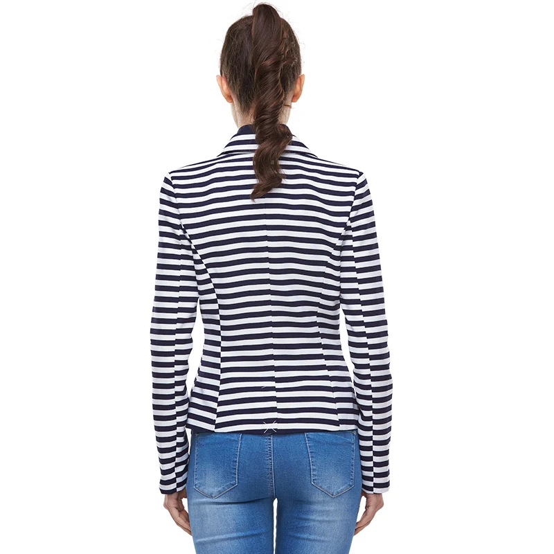 Женское облегающее пальто в полоску с длинным рукавом на одной пуговице для