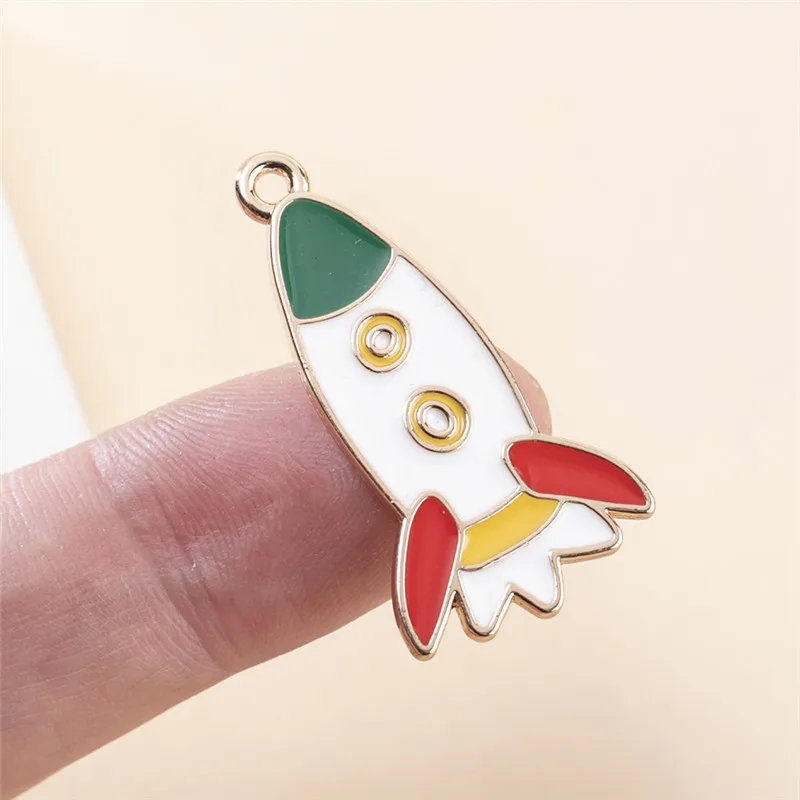 10 шт./лот эмалевые Подвески в виде ракеты астронавта планеты кулон DIY браслет