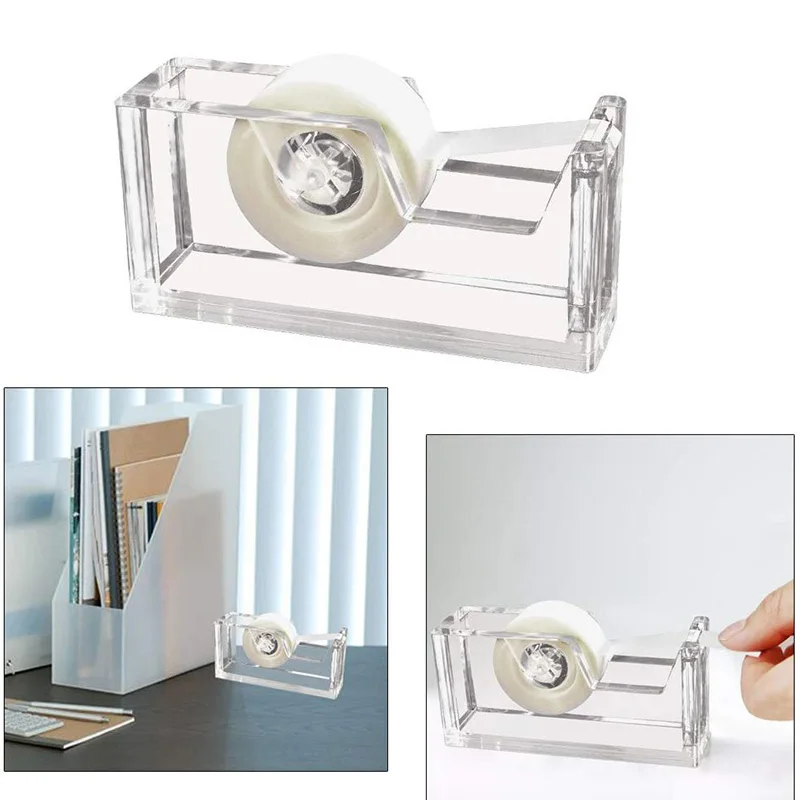 Desktop Clear Acrylic and Gold Tape Dispenser 1Inch Core - Classy Elegant Modern Design Desk Accessory for Your Home or Wor | Канцтовары