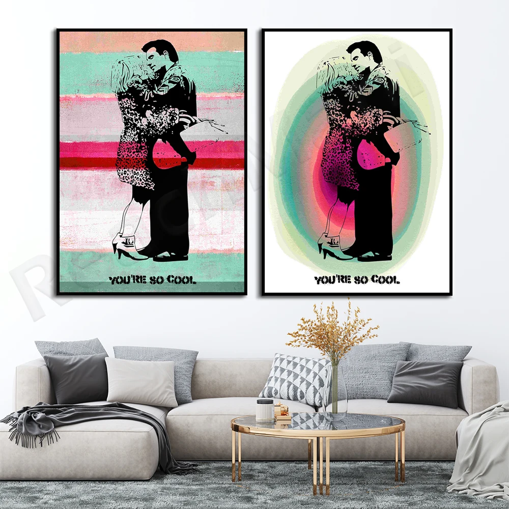 

Canvas romantic couple abstract artwork poster print Peinture abstraite favorite mural artist home decoration image poster