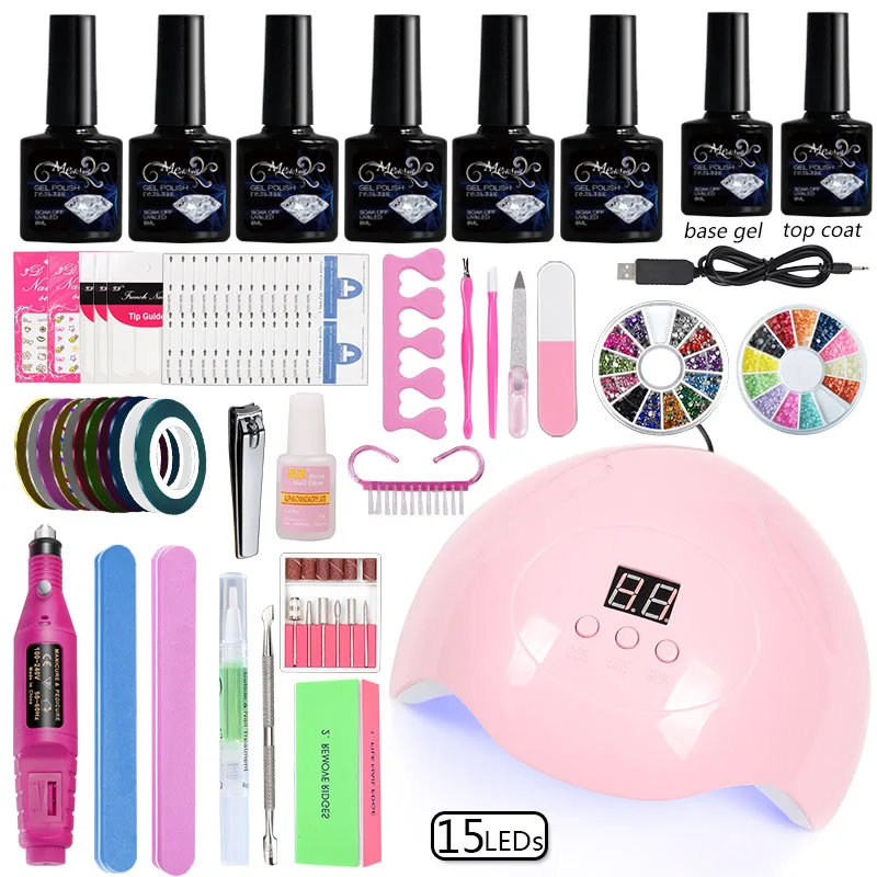 Nail Led Uv Lamp Dry 6 Color Gel Polish Varnish Manicure Set Acrylic Kit Electric Machine Tools | Красота и здоровье
