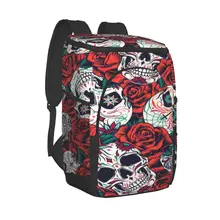 Large Cooler Bag Thermo Lunch Picnic Box Vintage Day Of Dead Skull Insulated Backpack Fresh Carrier Thermal Shoulder Bag