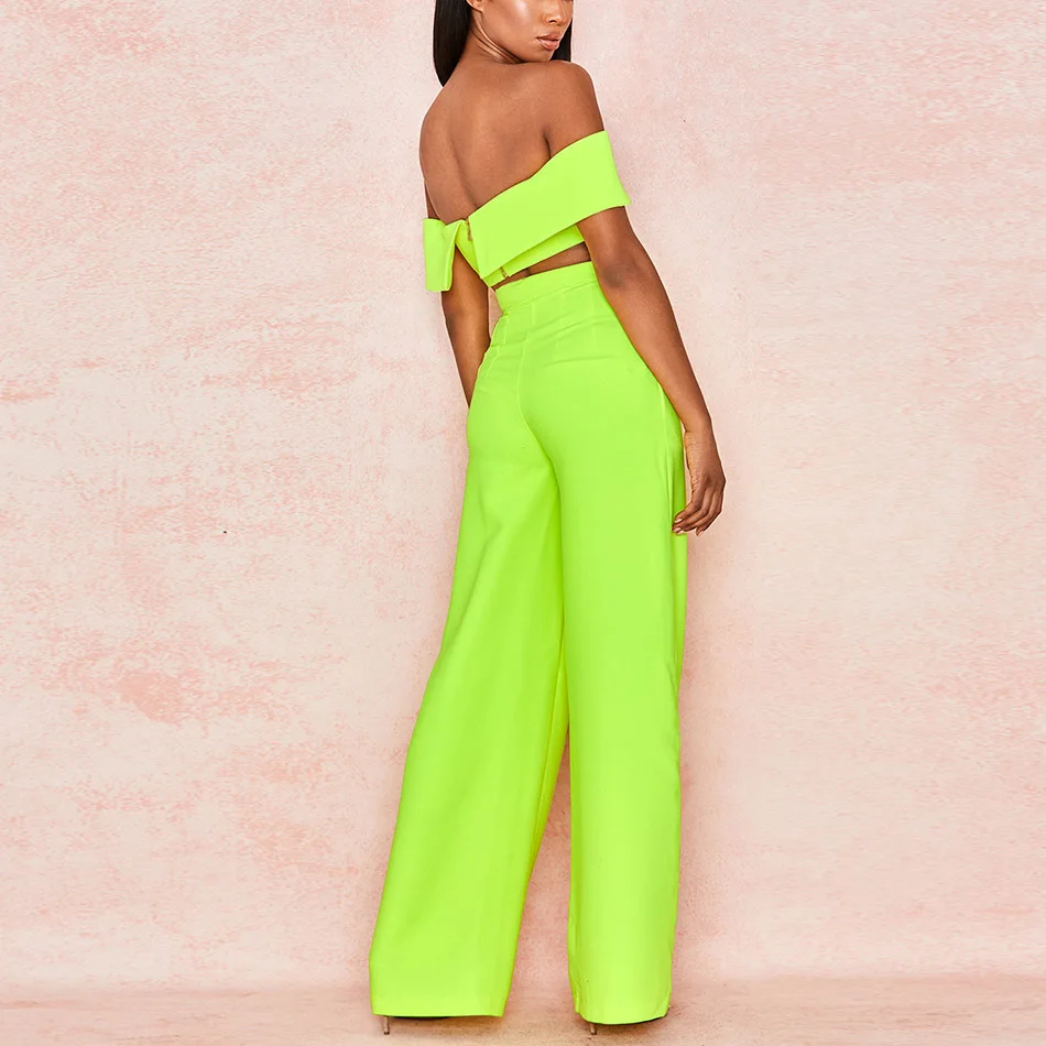 Новинка 2020 модный флуоресцентный зеленый комбинезон без бретелек Женский