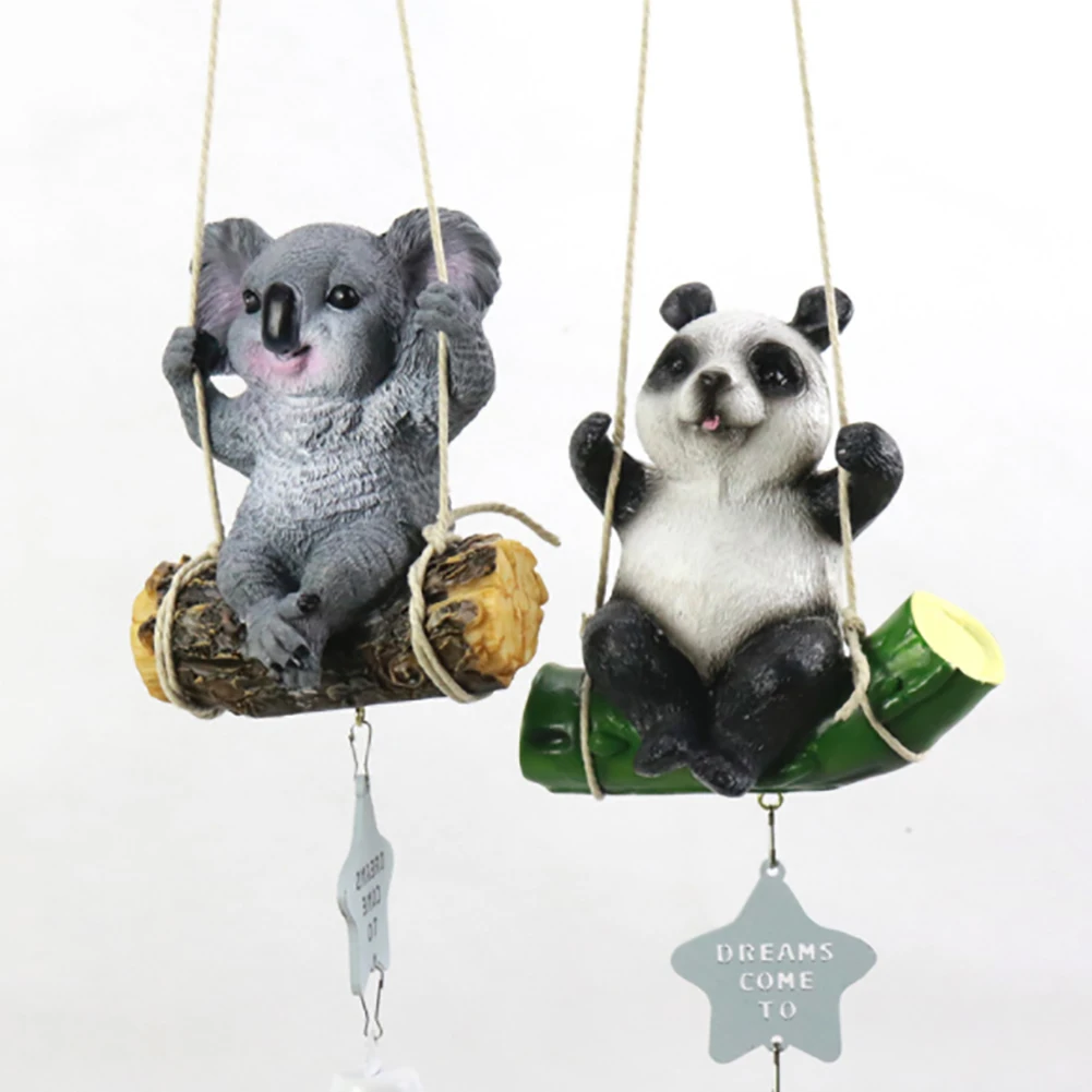 Kid Home Decoration Cute Girl Room Resin Mini Swing Panda Koala Animal Wind Chimes Hanging Pendant Birthday Gift | Дом и сад