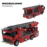 fire truck dl ladder model building block diy assembly city firefighter transport vehicle moc childrens toy boys birthday gi