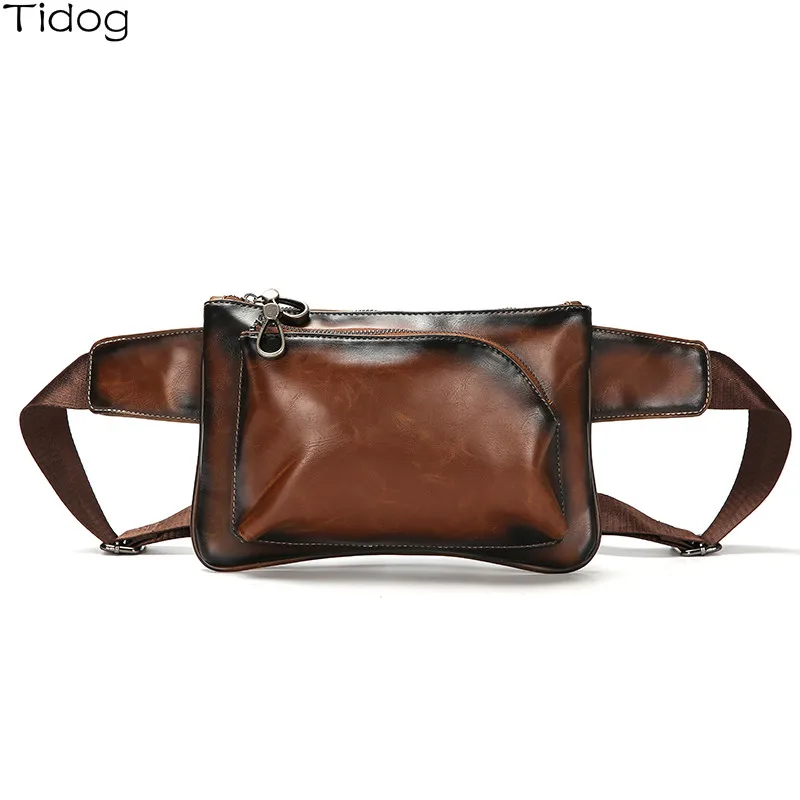 

Tidog korean Contrast color trend street leather chest bag