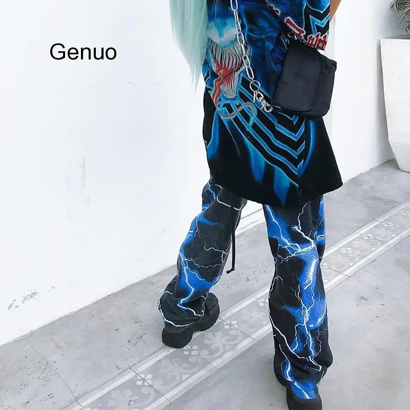 Брюки-карго женские с принтом молнии повседневные джоггеры завышенной талией