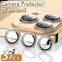 3 2pcs diamond camera protector glass on for iphone 13 12 pro max mini metal lens protector on iphone 11 12 pro max camera glass