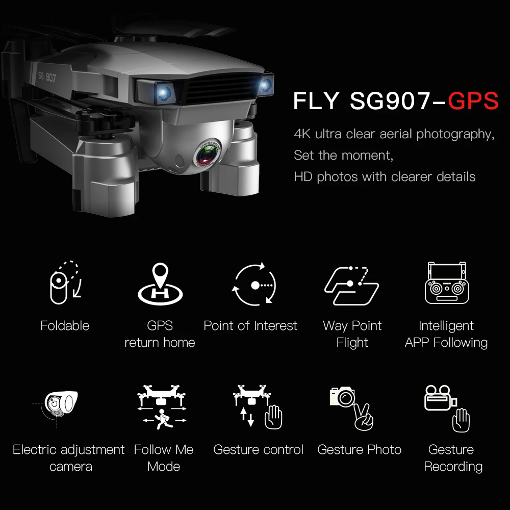 GOOLRC SG907 GPS Дрон с камерой 4K Wi-Fi RC Quadcopter оптический поток складной мини-Дрон 1080P HD