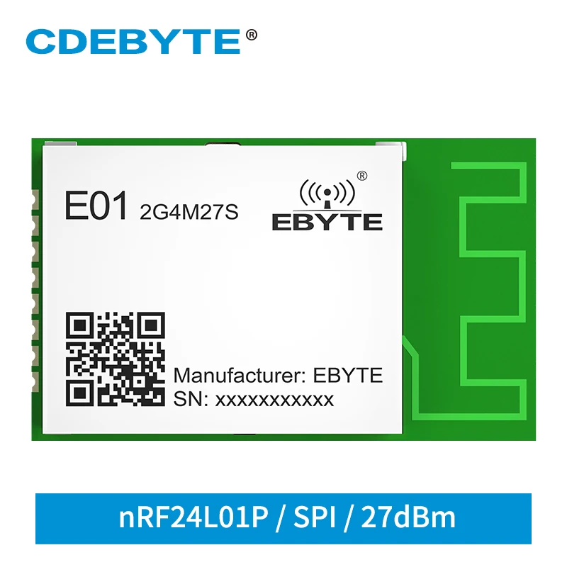 

nRF24L01P 2.4GHz RF Module SPI High Power 27dBm Long Distance CDEBYTE E01-2G4M27S PCB Antenna Wireless Transceiver and Receiver