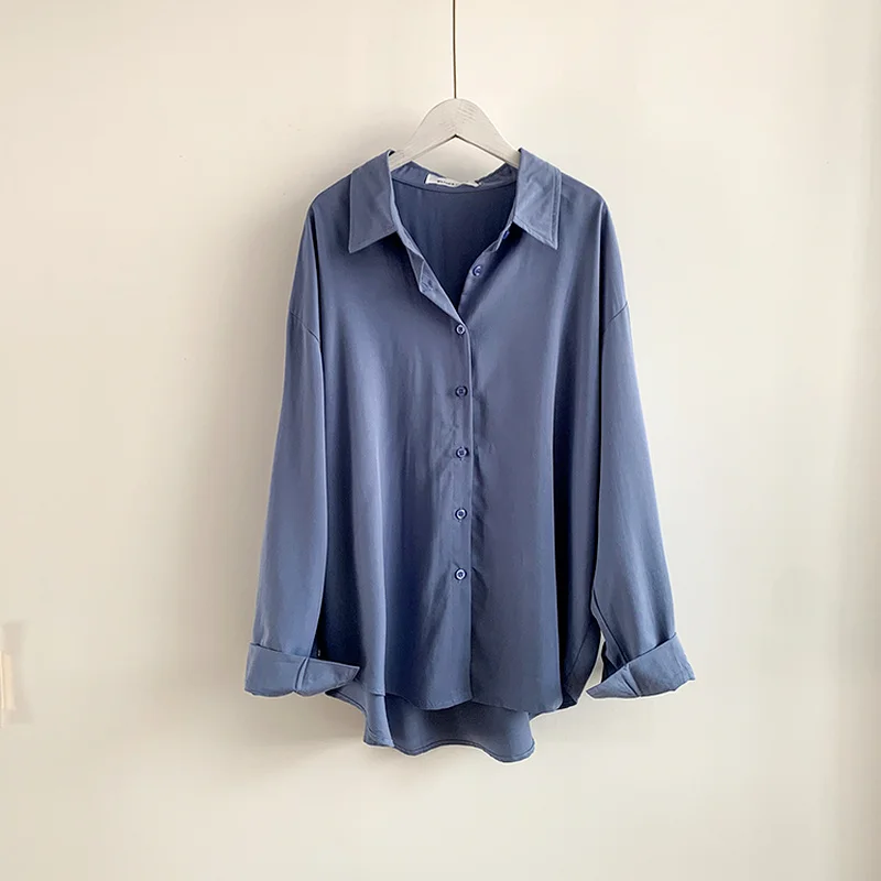 Long Sleeve Button Cotton Shirt Women Autumn New Loose White Blouses Casual Ladies Tops Blusas Mujer De Moda 2021 16310 | Женская одежда