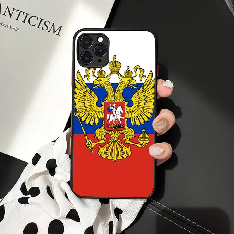 

Russia Flag coat of arms pattern Phone Case matte transparent For iphone 7 8 11 12 plus mini x xs xr pro max cover