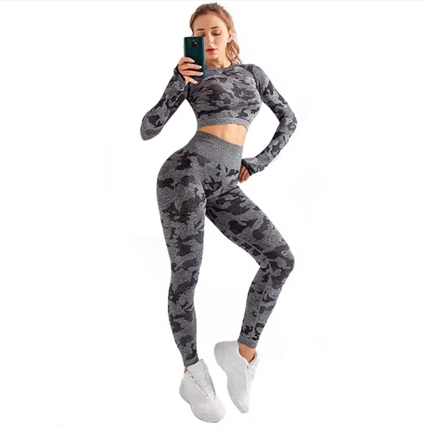 

New 2 Piece Seamless Gym Clothing Yoga Set Fitness Workout Sets Yoga Out fits For Women Athletic Legging Women's Sportswear Suit