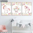 Радужный Единорог, холст, художественный плакат для детской картины с принтом розы, настенная живопись, Скандинавская Настенная картина для девочек, декор для детской комнаты