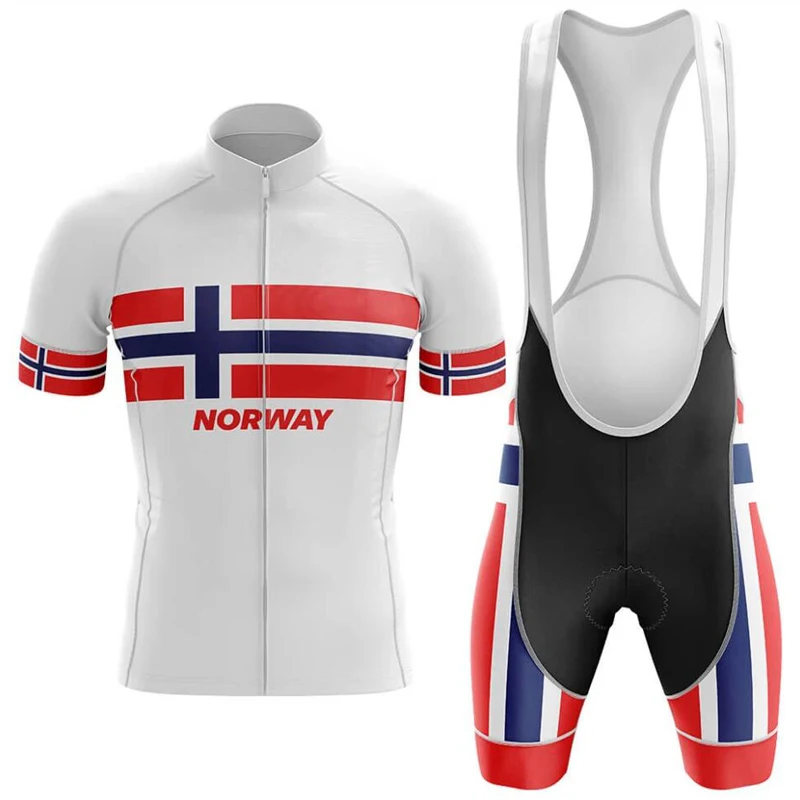 Norway Cycling Jersey Men's Black and White Bicycle Clothing Summer Short Sleeve MTB Bike Top Shirts | Спорт и развлечения