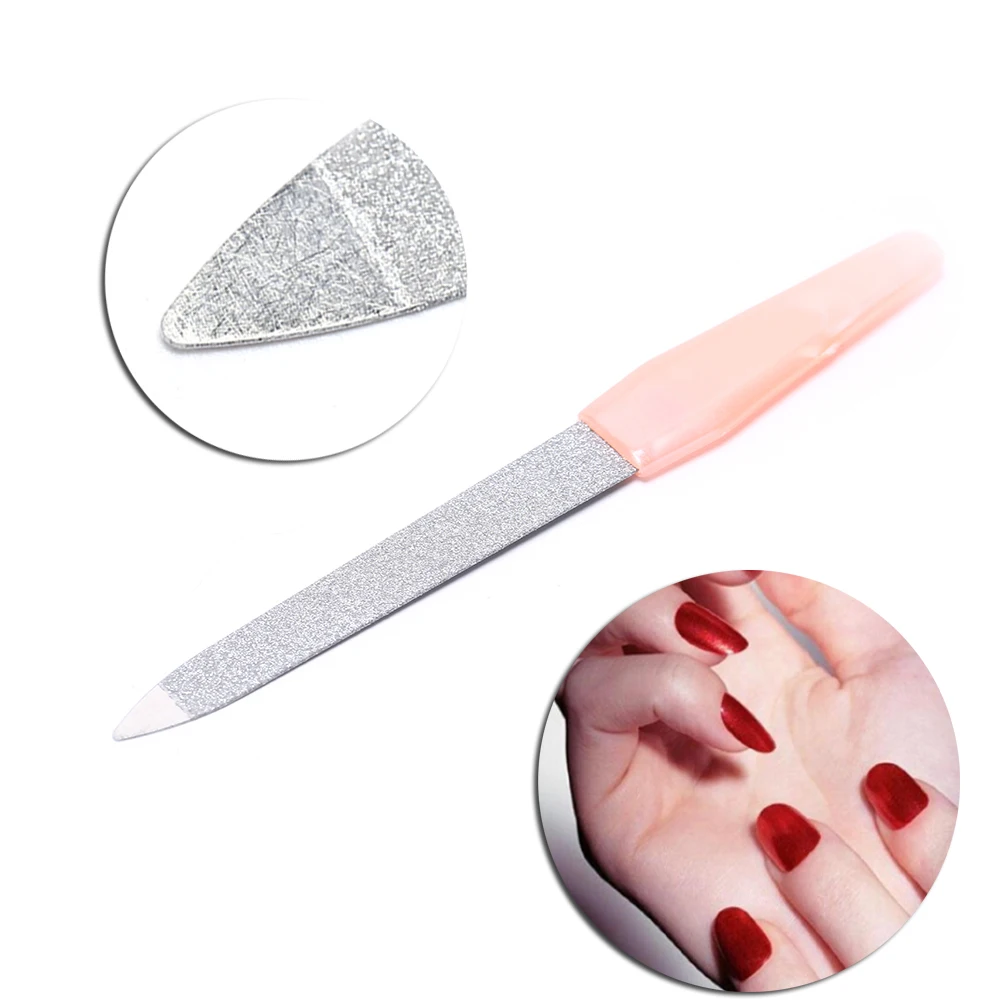 

2Pcs Stainless Steel Nail Art Cuticle Pusher Nipper Remover Clipper Manicure Pedicure Tool Nail Polish Surface File Buffer Tool