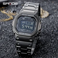 sanda top brand luxury mens watches led digital watch men 5atm casual waterproof wristwatch steel clock relogio masculino 390
